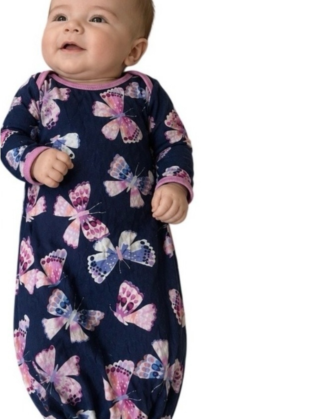 Little Sleepies Navy and Pink Butterfly Sleep Gown